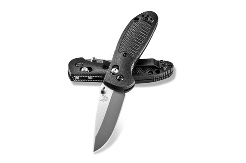 Benchmade Mini Griptilian AXIS Lock Folding Knife - 2.91" S30V Satin Drop Point Plain Blade, Black Noryl GTX Handles - 556-S30V