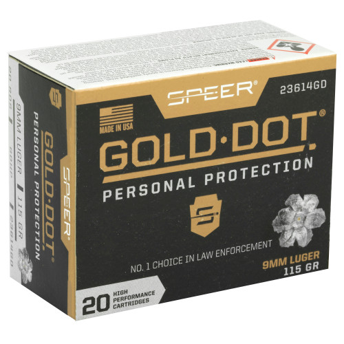 Speer Gold Dot Personal Protection 9MM 115 Grain Hollow Point - 20 Rounds per Box Speer Gold Dot Personal Protection 9MM 115 Grain Hollow Point - 20 Rounds per Box