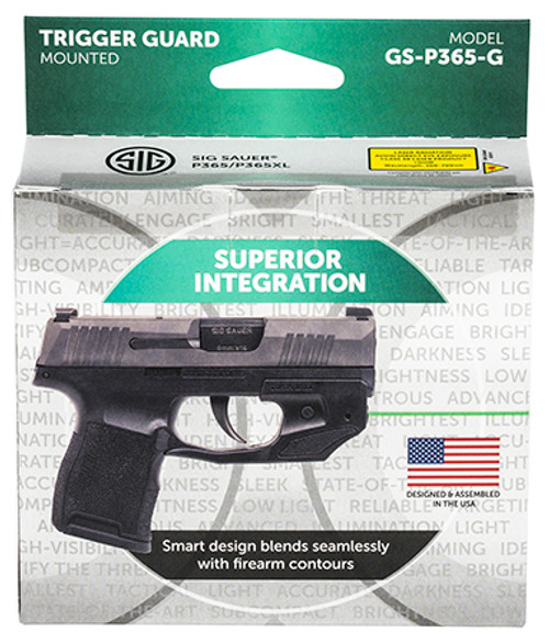 LaserMax CenterFire Green Laser with GripSense for the Sig P365/P365XL - 5mW Green Laser with 650nM Wavelength