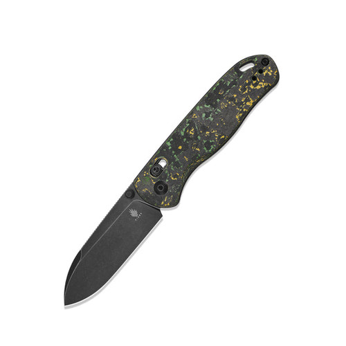 Kizer Knives Azo Drop Bear Folding Knife - 2.99" CPM-20CV Black Stonewashed Drop Point Blade, Toxic Storm FatCarbon Handles - Ki3619A1