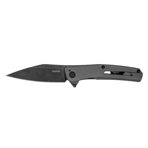 Kershaw 1404 Flyby Assisted Flipper Knife - 3" D2 BlackWashed Modified Wharncliffe Blade, Gray PVD Stainless Steel Handles