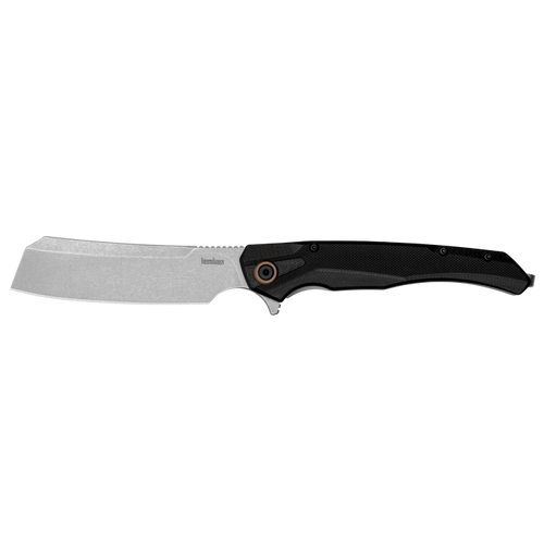 Kershaw 2078 Strata KVT Flipper Knife - 4" D2 Stonewashed Cleaver Blade, Black G10 and Stainless Steel Handles