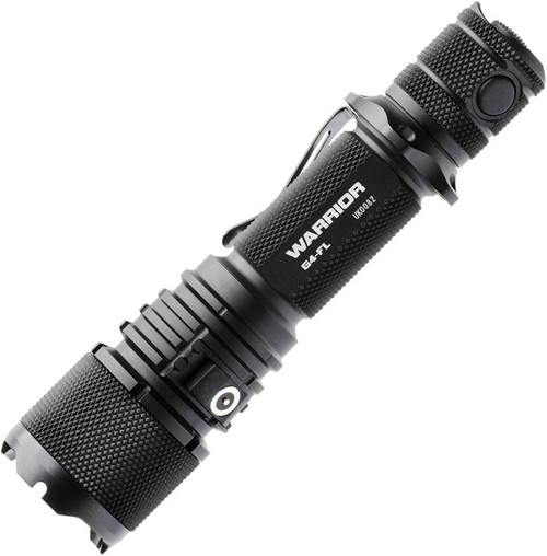 Powertac Warrior G4-FL 4200 Lumen Rechargeable Tactical Flashlight - Anodized Black, Magnetic Charger, 4200 Max Lumens, IPX8