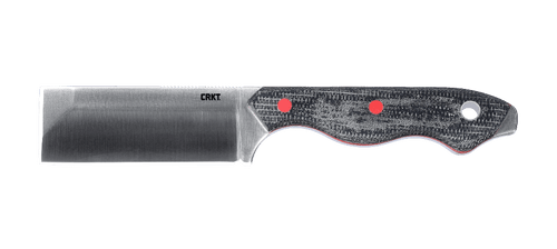 CRKT 4037 Jon Graham Razel Fixed Blade Knife - 2.97" D2 Satin Chisel Blade, Black and Red Resin Infused Fiber Handles, Thermoplastic Pocket Sheath