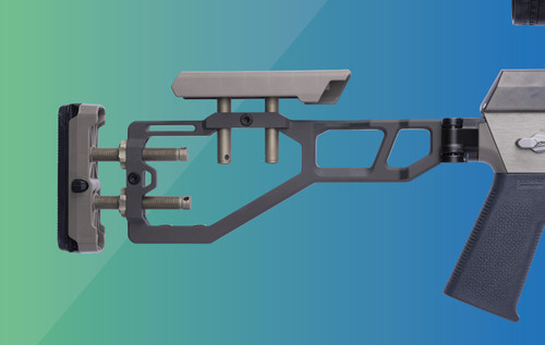 Q The Fix Stock - Fully Adjustable Stock and Cheek Riser, Black and Gray Anodized Finish, Fits Q The Fix Q The Fix Stock - Fully Adjustable Stock and Cheek Riser, Black and Gray Anodized Finish, Fits Q The Fix