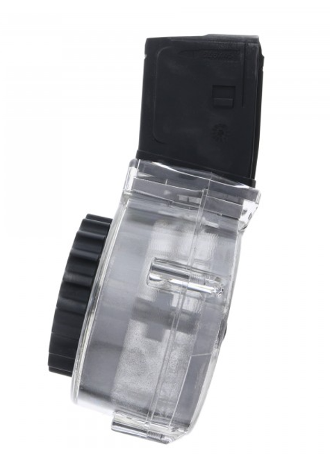 KCI AR-15 50 Round Drum Mag - 5.56mm/223 Rem, Black/Clear Polymer, 50rd KCI AR-15 50 Round Drum Mag - 5.56mm/223 Rem, Black/Clear Polymer, 50rd
