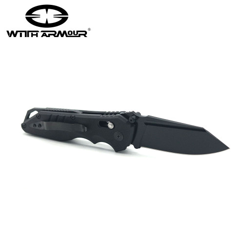 WithArmour Asopus Axis Lock Folding Knife - 3.75" 440C Black Blade, Black G10 Handles, Black Nylon Belt Sheath WithArmour Asopus Axis Lock Folding Knife - 3.75" 440C Black Blade, Black G10 Handles, Black Nylon Belt Sheath