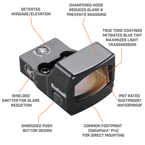 Bushnell RXS-250 Reflex Sight - 4 MOA Red Dot Reticle, Deltapoint Pro Footprint, Low Mount Included, Black Bushnell RXS-250 Reflex Sight - 4 MOA Red Dot Reticle, Deltapoint Pro Footprint, Low Mount Included, Black