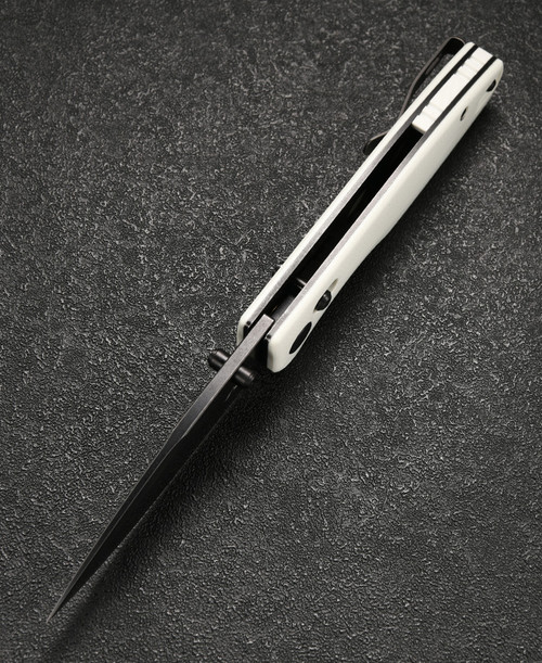 CMB Predator Axis Lock Folding Knife - 3.42" D2 Black Blade, White G10 Handle CMB Predator Axis Lock Folding Knife - 3.42" D2 Black Blade, White G10 Handle