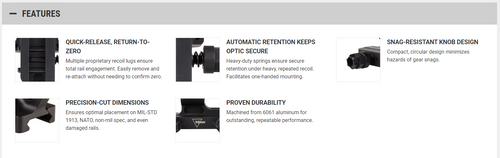 Trijicon Cantilever Mount with Trijicon Q-LOC™ Technology - 1.590" Height, Fits 34mm Optic Tube, Black Anodized Finish Trijicon Cantilever Mount with Trijicon Q-LOC™ Technology - 1.590" Height, Fits 34mm Optic Tube, Black Anodized Finish