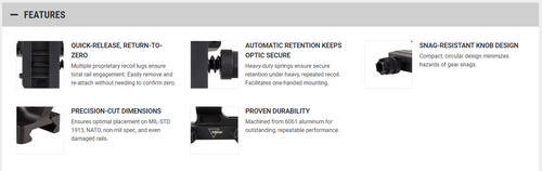 Trijicon Cantilever Mount with Trijicon Q-LOC™ Technology - 1.535" Height, Fits 34mm Optic Tube, Black Anodized Finish Trijicon Cantilever Mount with Trijicon Q-LOC™ Technology - 1.535" Height, Fits 34mm Optic Tube, Black Anodized Finish