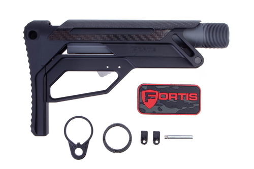 Fortis LA Stock Includes 6 Position Buffer Tube and Fortis QD End Plate - Mil-Spec, Fits AR-15, Black