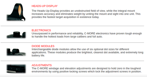 C-More Systems Polymer Railway Red Dot - 8MOA Red Dot Reticle, Click Switch, Black