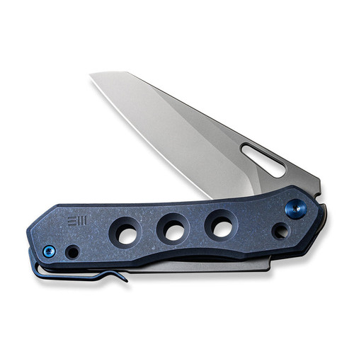 We Knife Company Vision R Superlock Folding Knife - 3.54" CPM-20CV Bead Blast Reverse Tanto Blade, Blue Titanium Handles - WE21031-3 We Knife Company Vision R Superlock Folding Knife - 3.54" CPM-20CV Bead Blast Reverse Tanto Blade, Blue Titanium Handles - WE21031-3