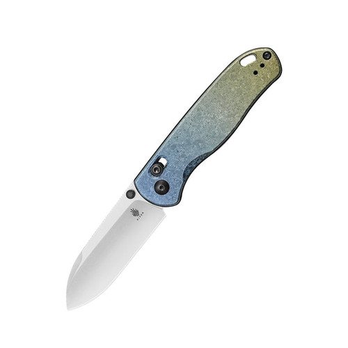 Kizer Cutlery Drop Bear Folding Knife - 2.99" LC200N Stonewashed Drop Point Blade, Gradient Snowflake Titanium Handles - Ki3619A3