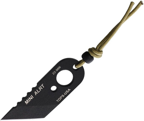 TOPS ALRT Mini Fixed Blade Knife - 1.25" 1095 High Carbon Steel Blade, Kydex Sheath, Paracord Lanyard