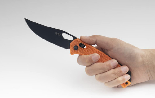 SRM Knives 9201 Ambi Lock Folding Knife - 3.54" 8Cr13MoV Steel Black Blade, Orange Textured FRN Handle - 9201-PJ SRM Knives 9201 Ambi Lock Folding Knife - 3.54" 8Cr13MoV Steel Black Blade, Orange Textured FRN Handle - 9201-PJ