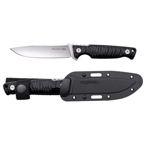 Cold Steel Razor Tek Fixed Blade Knife - 4" 4116 Satin Clip Point, Black GFN Handles, Secure-Ex Sheath - FX-4RZR Cold Steel Razor Tek Fixed Blade Knife - 4" 4116 Satin Clip Point, Black GFN Handles, Secure-Ex Sheath - FX-4RZR