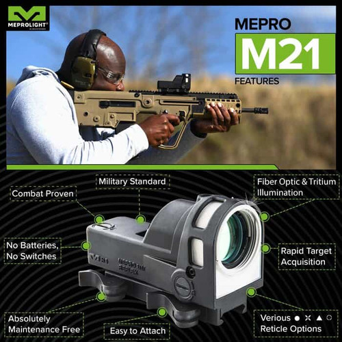 Meprolight USA Mepro M21 Day/Night Self-Illuminated Reflex Sight - 5.5 MOA Illuminated Dot Reticle Meprolight USA Mepro M21 Day/Night Self-Illuminated Reflex Sight - 5.5 MOA Illuminated Dot Reticle