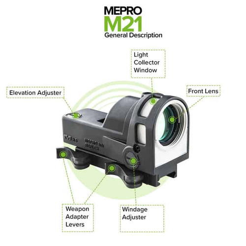 Meprolight USA Mepro M21 Day/Night Self-Illuminated Reflex Sight - 5.5 MOA Illuminated Dot Reticle Meprolight USA Mepro M21 Day/Night Self-Illuminated Reflex Sight - 5.5 MOA Illuminated Dot Reticle