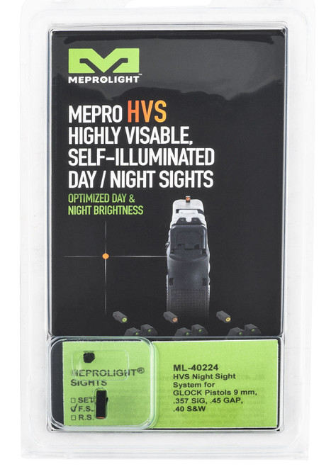 Meprolight USA 402243137 Mepro Hyper-Bright Front Sight Fixed Tritium Orange Black Frame for Most Glock