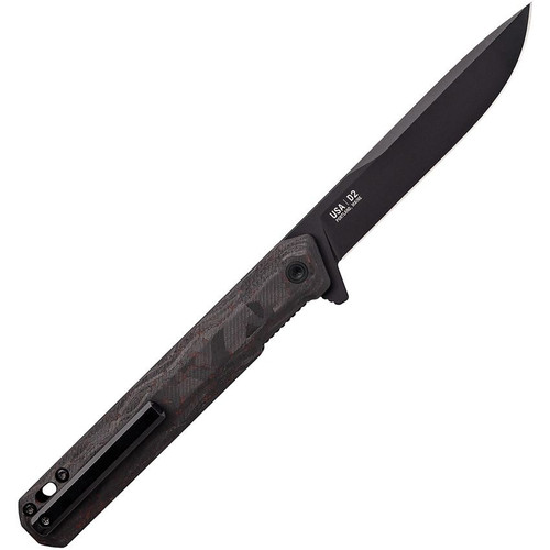 Tekto Knives F2 Bravo Flipper Knife - 3.25 D2 Black Blade,  Red G10 and Carbon Fiber Handle with Black Titanium Accents Tekto Knives F2 Bravo Flipper Knife - 3.25 D2 Black Blade,  Red G10 and Carbon Fiber Handle with Black Titanium Accents