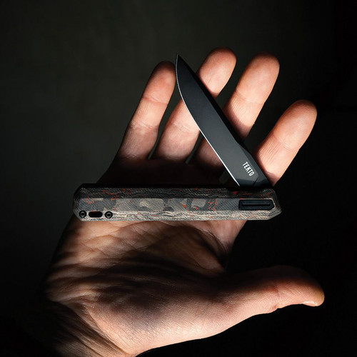 Tekto Knives F2 Bravo Flipper Knife - 3.25 D2 Black Blade,  Red G10 and Carbon Fiber Handle with Black Titanium Accents Tekto Knives F2 Bravo Flipper Knife - 3.25 D2 Black Blade,  Red G10 and Carbon Fiber Handle with Black Titanium Accents