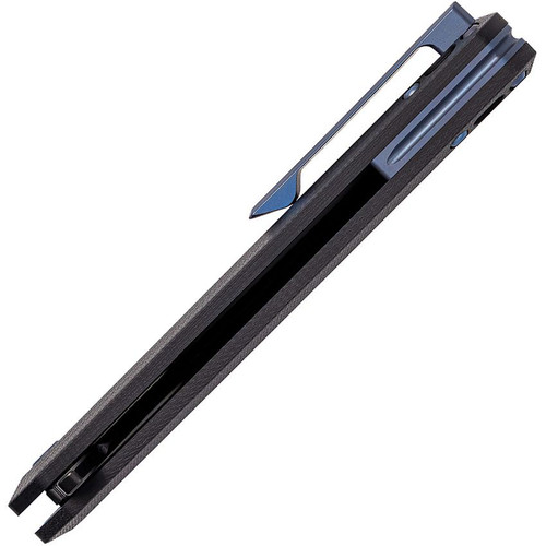 Tekto Knives F2 Bravo Flipper Knife - 3.25 D2 Black Blade,  Black G10 with Blue Titanium Accents Tekto Knives F2 Bravo Flipper Knife - 3.25 D2 Black Blade,  Black G10 with Blue Titanium Accents