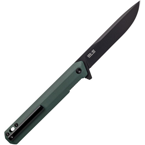 Tekto Knives F2 Bravo Flipper Knife - 3.25 D2 Black Blade,  OD Green G10 with Black Titanium Accents Tekto Knives F2 Bravo Flipper Knife - 3.25 D2 Black Blade,  OD Green G10 with Black Titanium Accents
