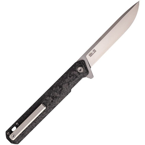 Tekto Knives F2 Bravo Flipper Knife - 3.25 D2 Satin Blade,  Black G10 and Carbon Fiber Handle with Silver Titanium Accents Tekto Knives F2 Bravo Flipper Knife - 3.25 D2 Satin Blade,  Black G10 and Carbon Fiber Handle with Silver Titanium Accents