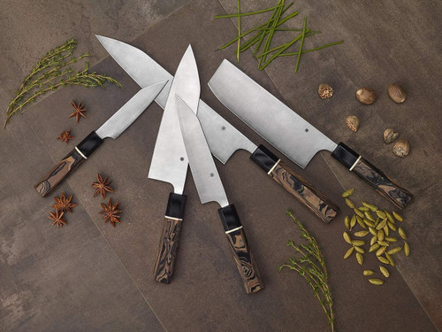 Spyderco Itamae Series Bunka Bocho Knife - 7.72" Super Blue/SUS410 Blade, Burl and Black G10 Handle - K18GPBNBK Spyderco Itamae Series Bunka Bocho Knife - 7.72" Super Blue/SUS410 Blade, Burl and Black G10 Handle - K18GPBNBK