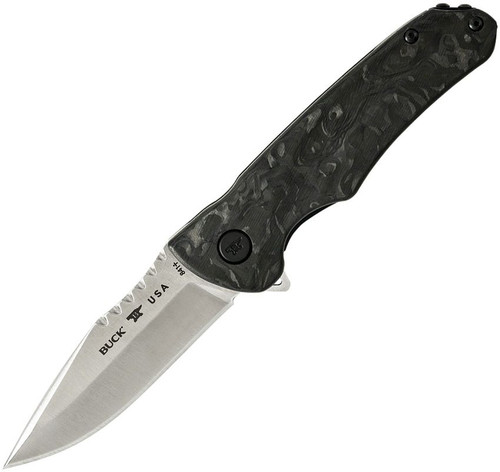 Buck 841 Sprint Pro Flipper Knife - 3.125" CPM-S45VN Stainless Steel Drop Point, Marbled Carbon Fiber Handles - 13436