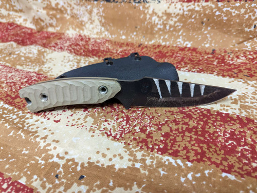 Black Knight Blades Nightmare Fixed Blade - 4.0" 8670 Steel Plain Edge Blade, FDE Contoured G10 Handle, Kydex Sheath Black Knight Blades Nightmare Fixed Blade - 4.0" 8670 Steel Plain Edge Blade, FDE Contoured G10 Handle, Kydex Sheath
