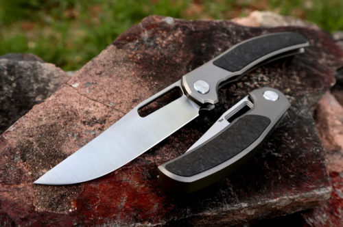 B'yondEDC Limited Edition Integral Frame Lock Folding Knife - 3.15" M390 Clip Point Blade, Titanium Handle with Carbon Fiber Inlay B'yondEDC Limited Edition Integral Frame Lock Folding Knife - 3.15" M390 Clip Point Blade, Titanium Handle with Carbon Fiber Inlay