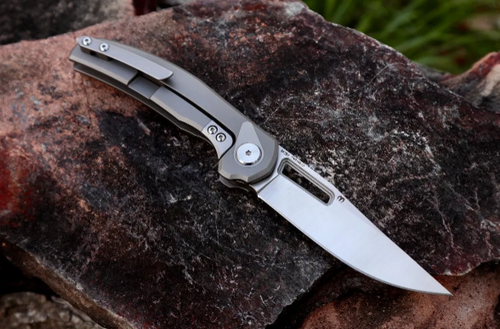 B'yondEDC Limited Edition Integral Frame Lock Folding Knife - 3.15" M390 Clip Point Blade, Titanium Handle with Carbon Fiber Inlay B'yondEDC Limited Edition Integral Frame Lock Folding Knife - 3.15" M390 Clip Point Blade, Titanium Handle with Carbon Fiber Inlay