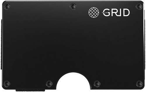 GRID Wallet Aluminum Minimalist Wallet with Money Clip - Black