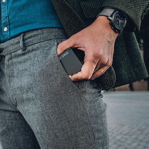 GRID Wallet Aluminum Minimalist Wallet with Money Clip - Black GRID Wallet Aluminum Minimalist Wallet with Money Clip - Black