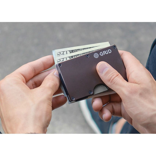 GRID Wallet Aluminum Minimalist Wallet with Money Clip - Gunmetal GRID Wallet Aluminum Minimalist Wallet with Money Clip - Gunmetal
