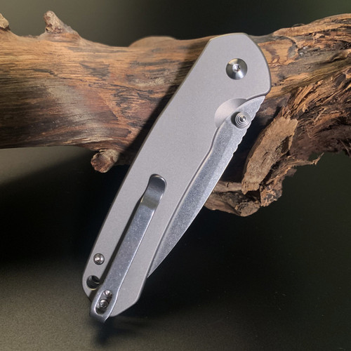 CJRB Cutlery Pyrite Folding Knife - 3.11" AR-RPM9 Stonewashed Drop Point Blade, Stonewashed Titanium Handles - J1925-TI CJRB Cutlery Pyrite Folding Knife - 3.11" AR-RPM9 Stonewashed Drop Point Blade, Stonewashed Titanium Handles - J1925-TI
