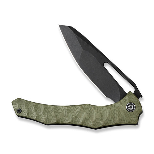 CIVIVI Knives Gavko Spiny Dogfish Folding Knife - 3.47" 14C28N Black Stonewashed Reverse Tanto Blade, Milled OD Green G10 Handles - C22006-3 CIVIVI Knives Gavko Spiny Dogfish Folding Knife - 3.47" 14C28N Black Stonewashed Reverse Tanto Blade, Milled OD Green G10 Handles - C22006-3