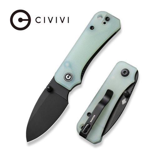 CIVIVI Knives C19068S-8 Ben Petersen Baby Banter Folding Knife - 2.34" Nitro-V Black Stonewashed Blade, Natural (Jade) G10 Handles