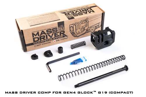 Strike Industries Mass Driver Compensator for Compact Glock Gen4® G19 Compatible Strike Industries Mass Driver Compensator for Compact Glock Gen4® G19 Compatible