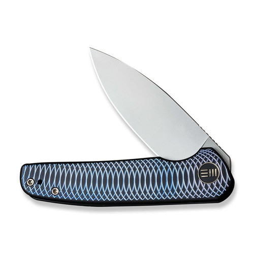 WE Knife Limited Edition Shakan Flipper Knife - 2.97" CPM-20CV Stonewashed Blade, Blue/Black Machined Titanium Handles - WE20052C-1 WE Knife Limited Edition Shakan Flipper Knife - 2.97" CPM-20CV Stonewashed Blade, Blue/Black Machined Titanium Handles - WE20052C-1