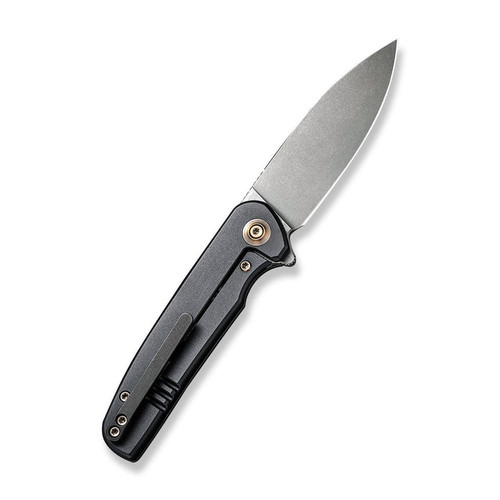 WE Knife Limited Edition Shakan Flipper Knife - 2.97" CPM-20CV Stonewashed Blade, Black Titanium Handles with Blue Holes - WE20052B-1 WE Knife Limited Edition Shakan Flipper Knife - 2.97" CPM-20CV Stonewashed Blade, Black Titanium Handles with Blue Holes - WE20052B-1