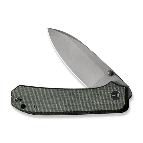 We Knife Ben Petersen Big Banter Folding Knife - 3.69" CPM-20CV Stonewashed Drop Point Blade, Green Canvas Micarta Handles - WE21045-2 We Knife Ben Petersen Big Banter Folding Knife - 3.69" CPM-20CV Stonewashed Drop Point Blade, Green Canvas Micarta Handles - WE21045-2
