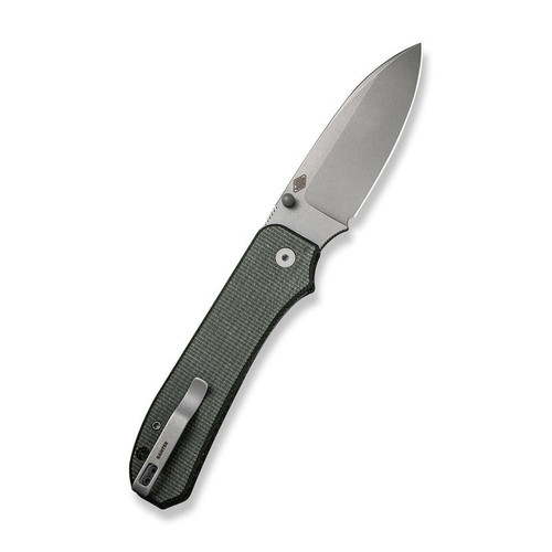 We Knife Ben Petersen Big Banter Folding Knife - 3.69" CPM-20CV Stonewashed Drop Point Blade, Green Canvas Micarta Handles - WE21045-2 We Knife Ben Petersen Big Banter Folding Knife - 3.69" CPM-20CV Stonewashed Drop Point Blade, Green Canvas Micarta Handles - WE21045-2