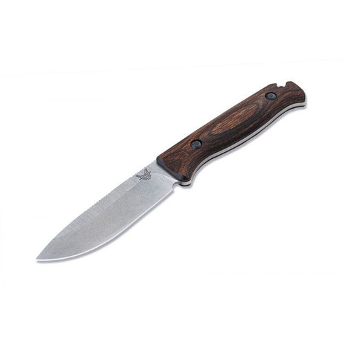 Benchmade Hunt Saddle Mountain Skinner Fixed Blade Knife - 4.2" S30V Drop Point, Stabilized Wood Handles, Leather Sheath - 15002 Benchmade Hunt Saddle Mountain Skinner Fixed Blade Knife - 4.2" S30V Drop Point, Stabilized Wood Handles, Leather Sheath - 15002
