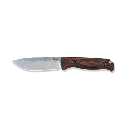 Benchmade Hunt Saddle Mountain Skinner Fixed Blade Knife - 4.2" S30V Drop Point, Stabilized Wood Handles, Leather Sheath - 15002 Benchmade Hunt Saddle Mountain Skinner Fixed Blade Knife - 4.2" S30V Drop Point, Stabilized Wood Handles, Leather Sheath - 15002