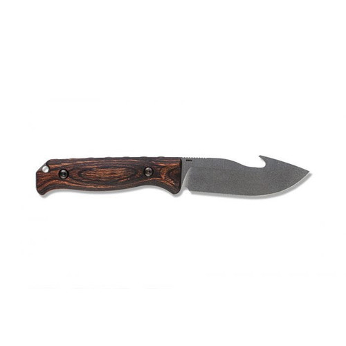 Benchmade Hunt Saddle Mountain Skinner Fixed Blade Knife 4.2" S30V Drop Point with Guthook, Stabilized Wood Handles, Leather Sheath - 15004 Benchmade Hunt Saddle Mountain Skinner Fixed Blade Knife 4.2" S30V Drop Point with Guthook, Stabilized Wood Handles, Leather Sheath - 15004