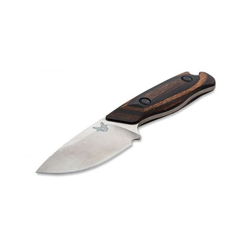 Benchmade Hunt Hidden Canyon Hunter Fixed Blade Knife - 2.79" S30V Drop Point, Stabilized Wood Handles, Leather Sheath - 15017 Benchmade Hunt Hidden Canyon Hunter Fixed Blade Knife - 2.79" S30V Drop Point, Stabilized Wood Handles, Leather Sheath - 15017